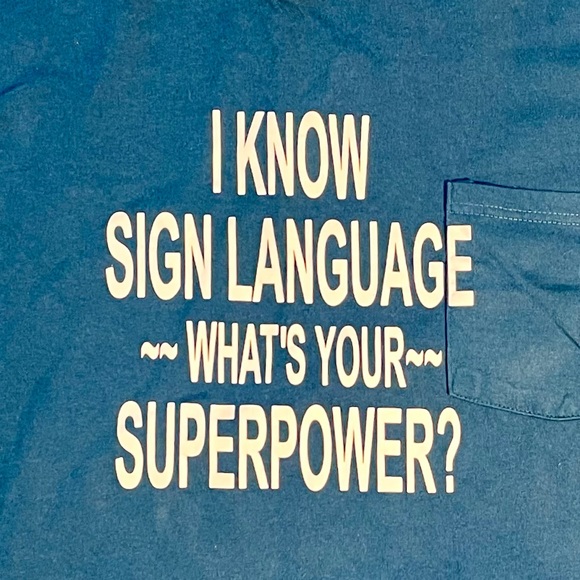 ASL Sign Language Super Power Pocket Tee Size 3X - Picture 2 of 3